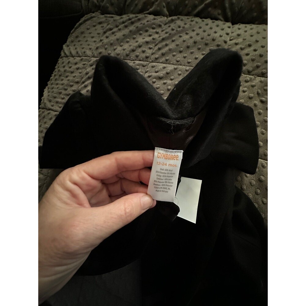 NEW 12-18-24 Months Gymboree Vintage Wool Peacoat Audrey Hepburn Black Jacket - Picture 6 of 9